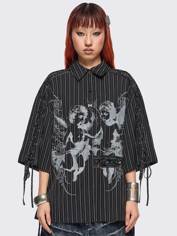 Angels Black Striped Shirt sold by Minga London