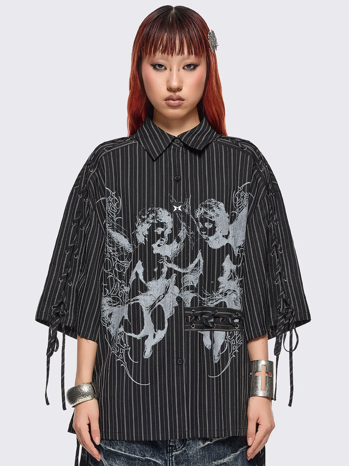 Angels Black Striped Shirt sold by Minga London