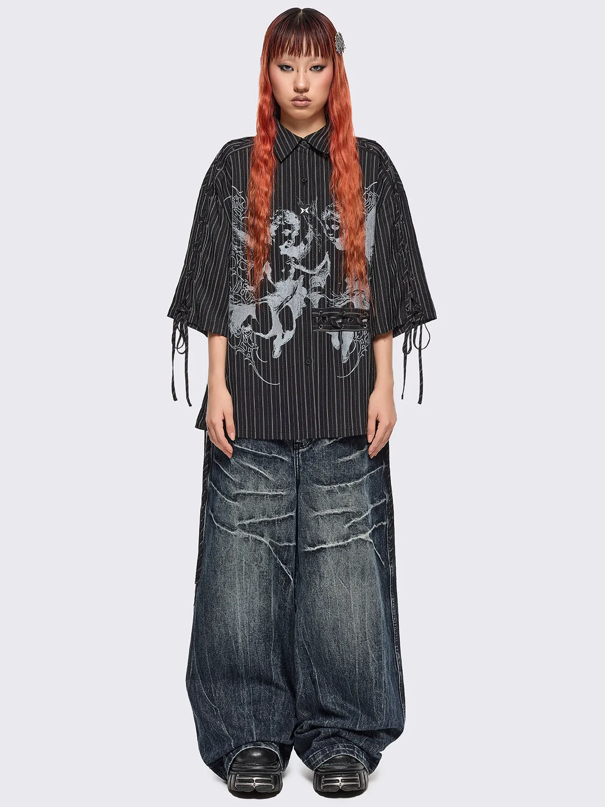 Angels Black Striped Shirt sold by Minga London product image thumbnail 2