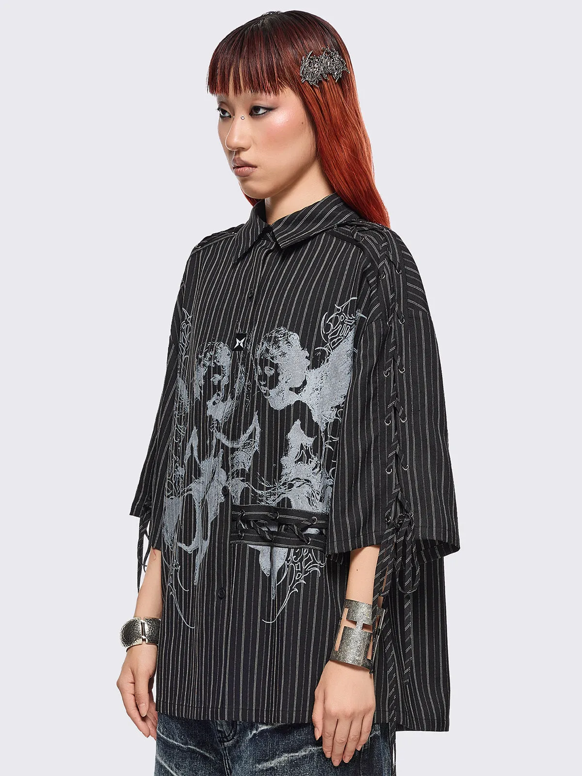 Angels Black Striped Shirt sold by Minga London product image thumbnail 3