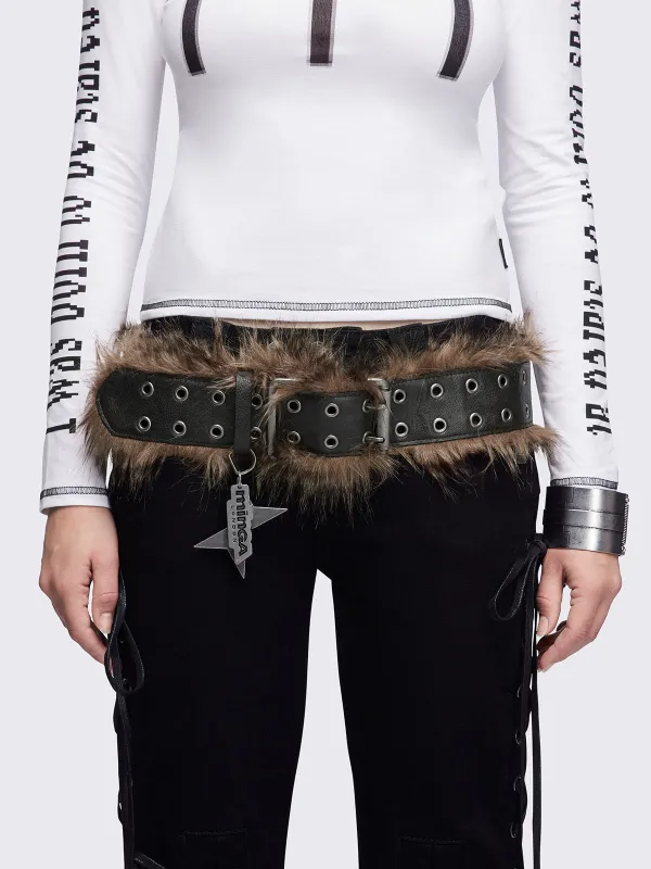 Furry Buckle Belt made by Minga London