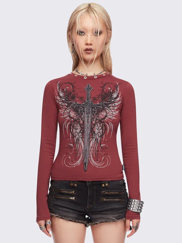 Graveborn Burgundy Top sold by Minga London