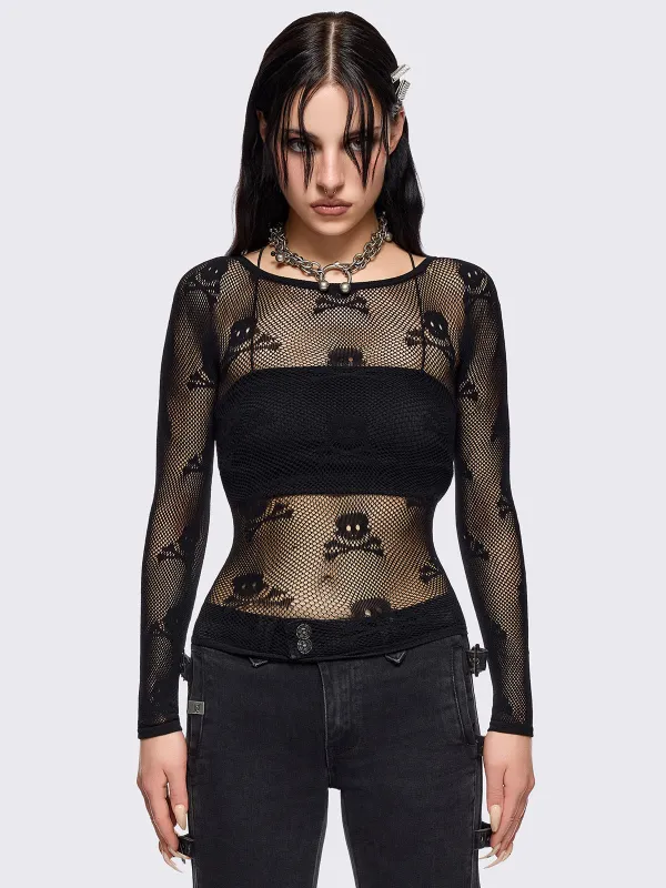 Skull Fishnet Top sold by Minga London