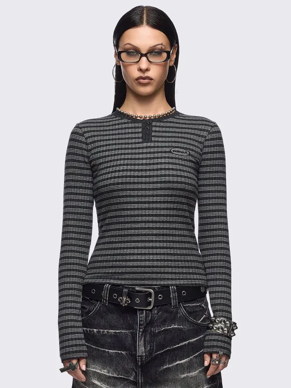 Graphite Striped Top sold by Minga London