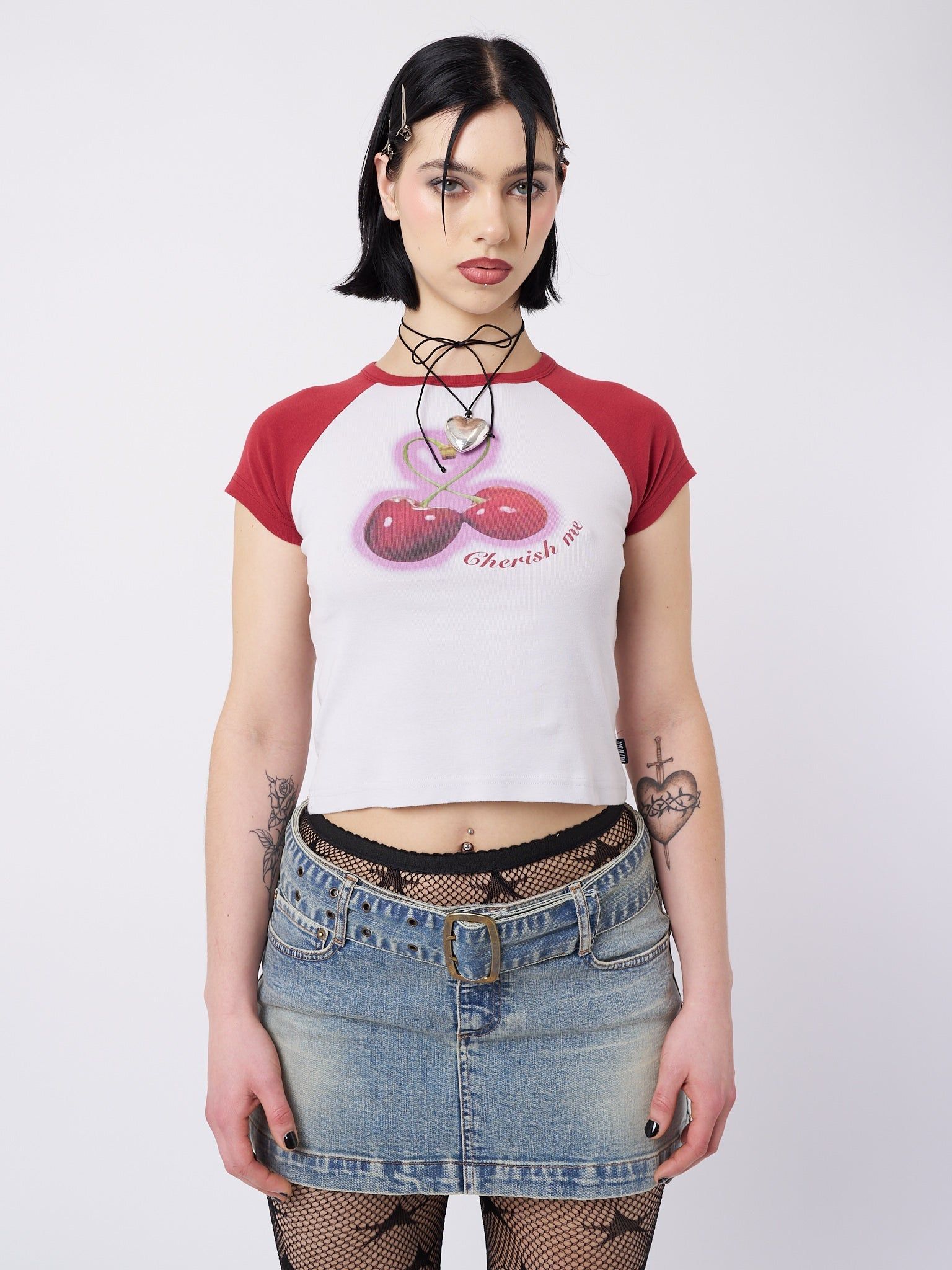 Cherry Pop! Raglan Baby Tee sold by Minga London