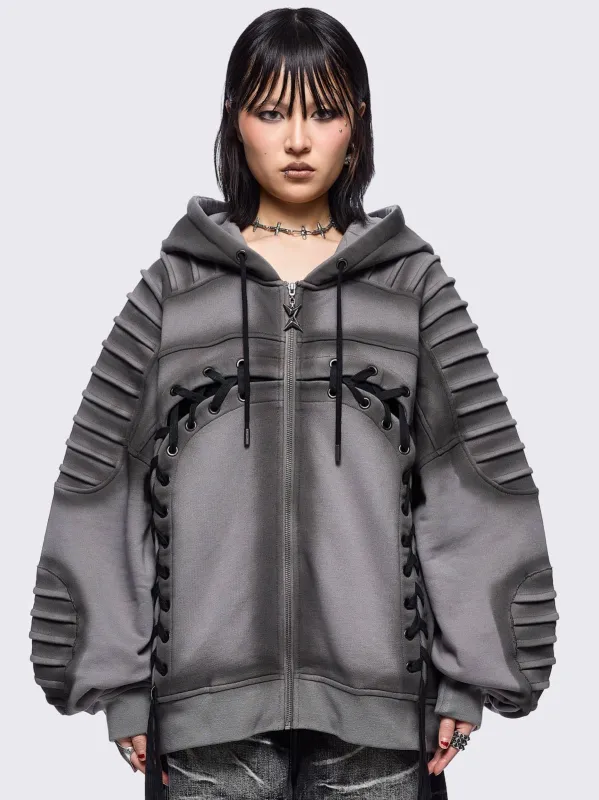 Vyre Grey Zip Up Hoodie sold by Minga London