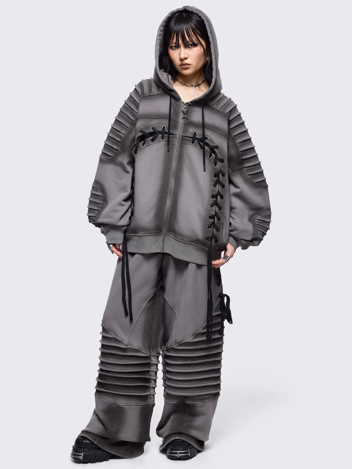 Vyre Grey Zip Up Hoodie sold by Minga London product image thumbnail 2