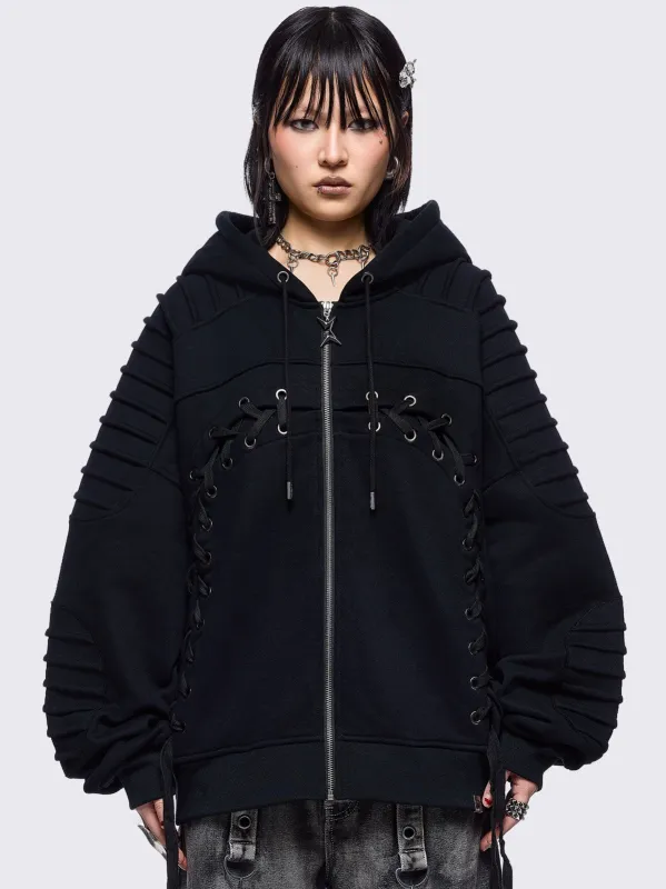 Vyre Black Zip Up Hoodie sold by Minga London