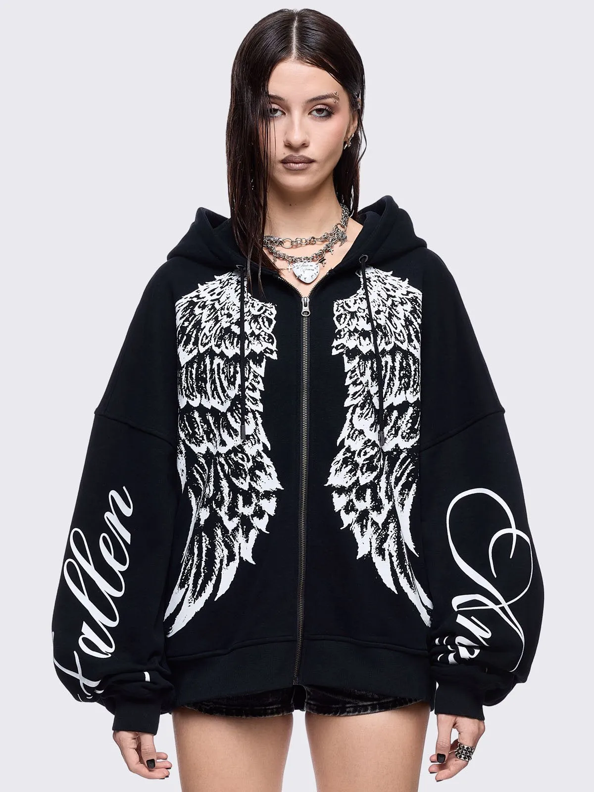 Fallen Angel Zip Up Hoodie sold by Minga London