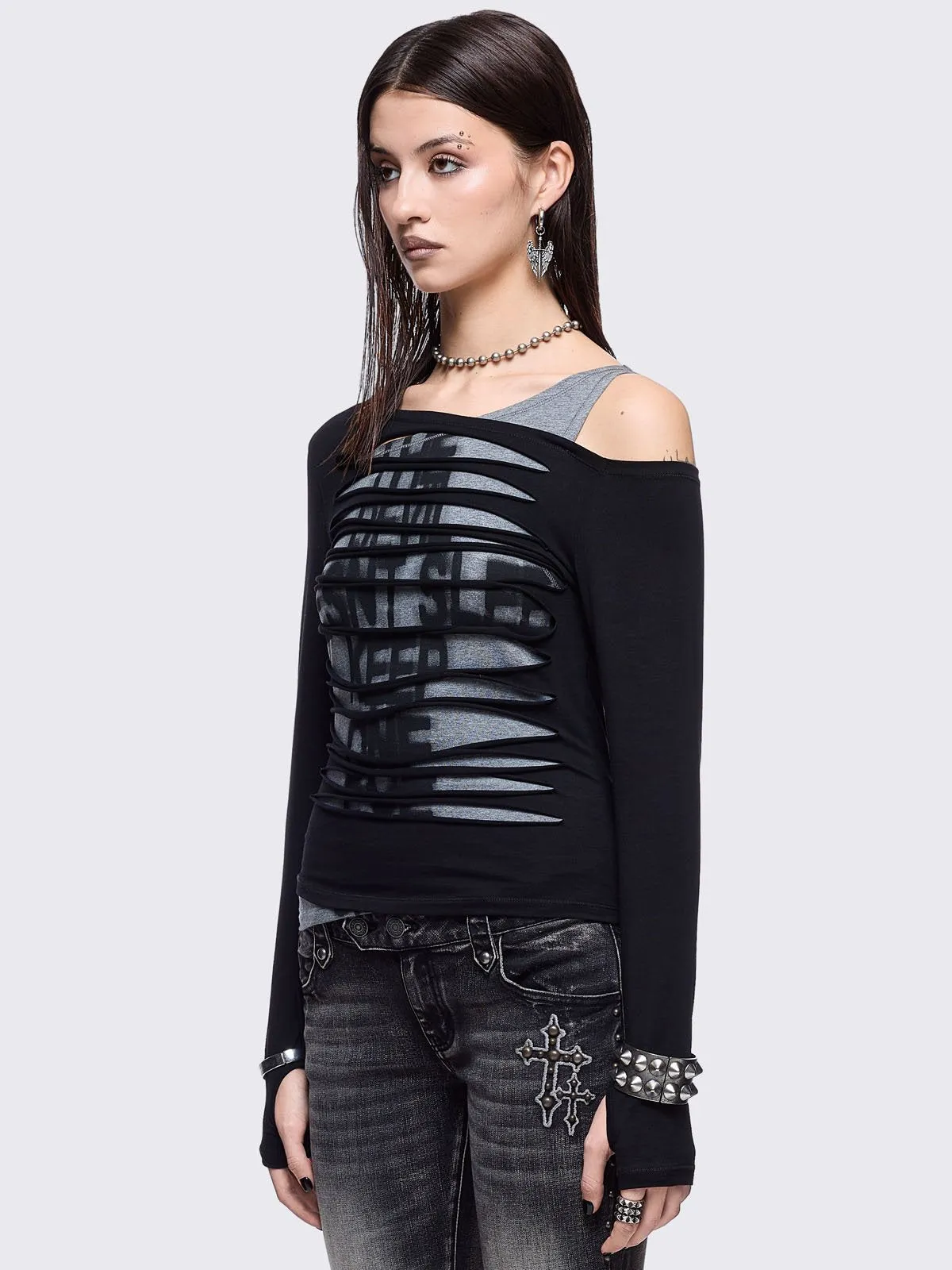 One Eye Open Slashed Top sold by Minga London product image thumbnail 3