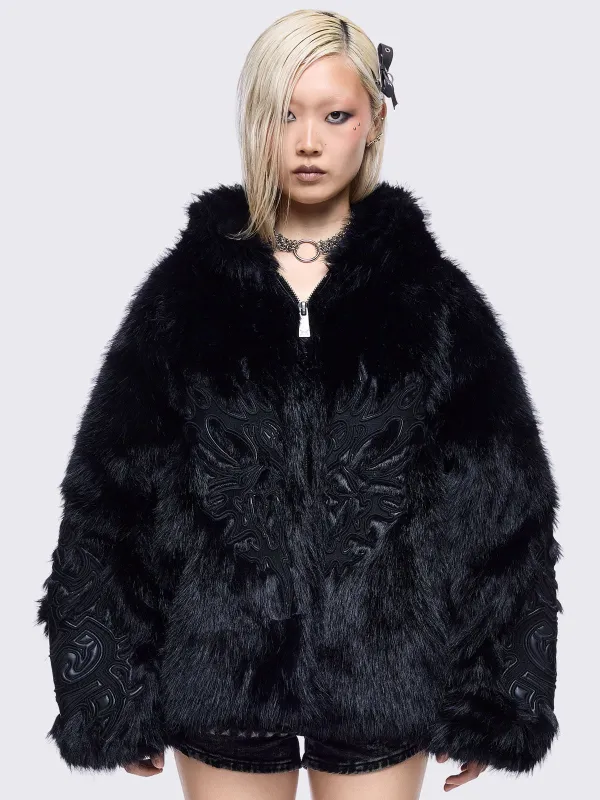 Onyx Faux Fur Jacket sold by Minga London