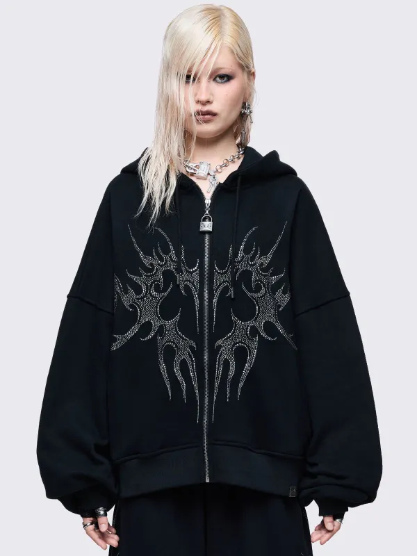Burning Heart Zip Up Hoodie sold by Minga London