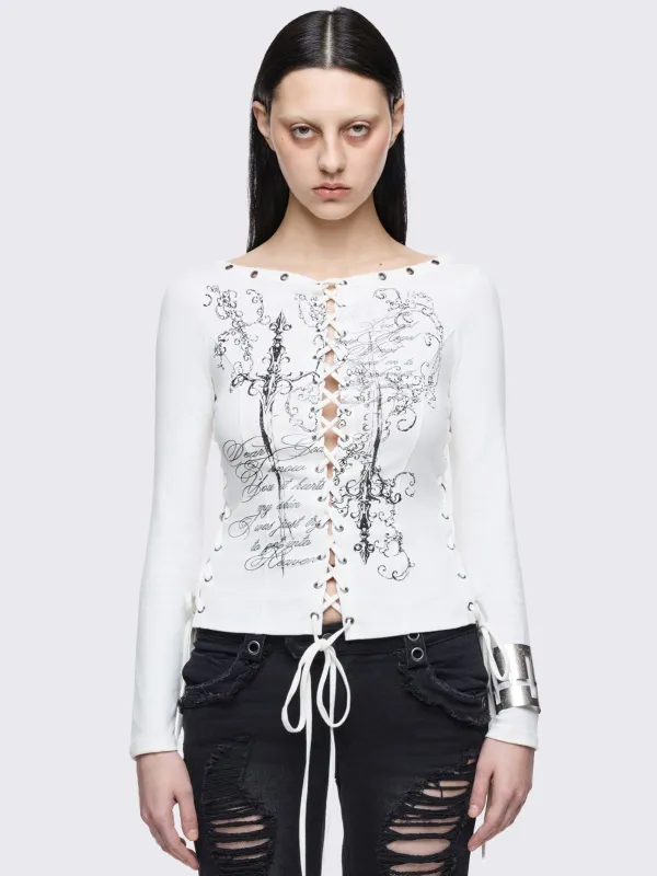 Seraphina Lace-Up Top made by Minga London
