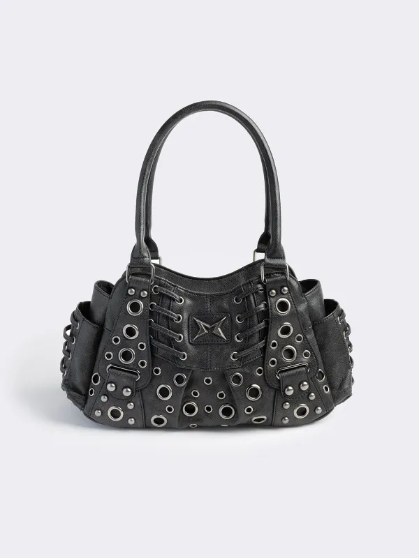 Rivet Vegan Leather Shoulder Bag sold by Minga London