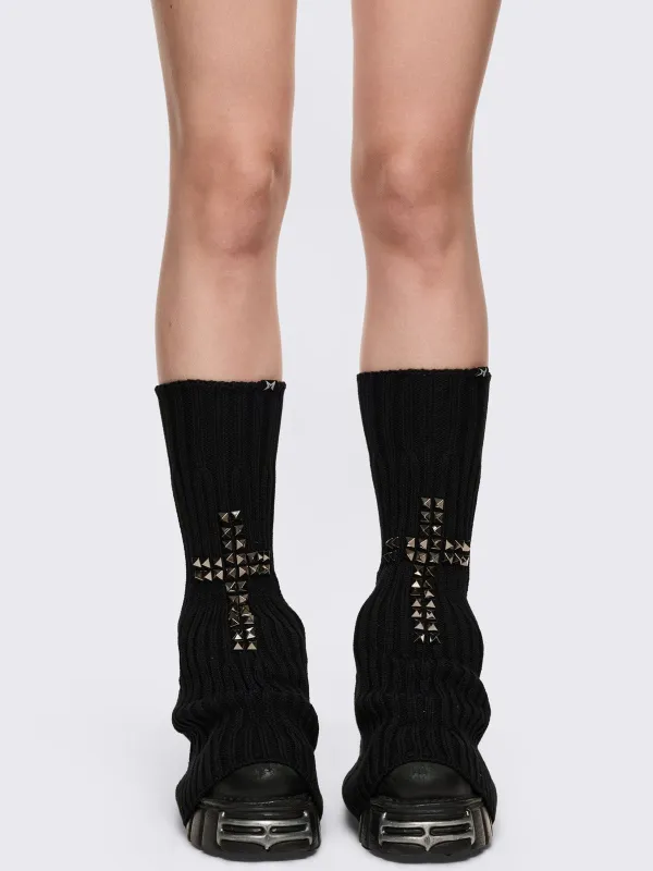 Saintly Trouble Leg Warmers made by Minga London