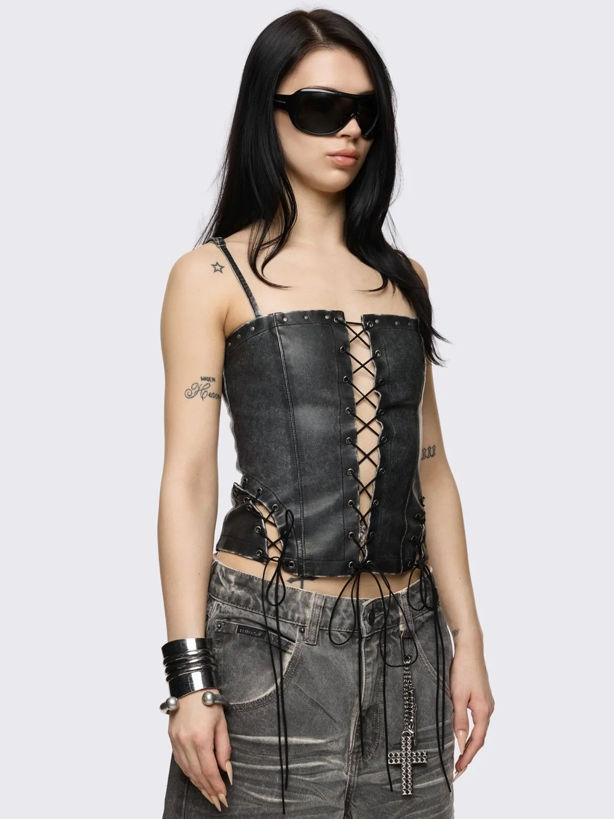Jessie Vegan Leather Corset Top sold by Minga London product image thumbnail 4