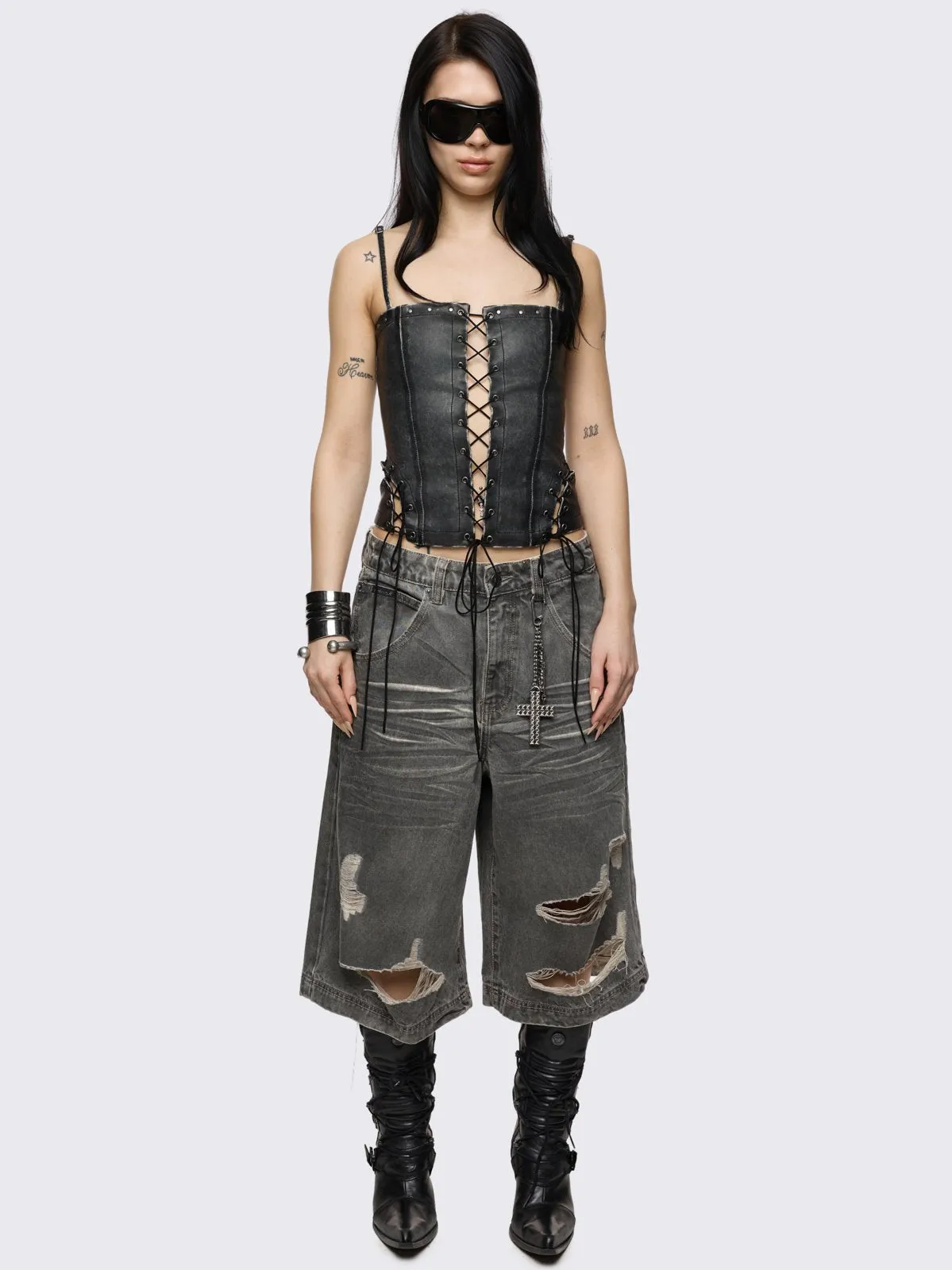 Jessie Vegan Leather Corset Top sold by Minga London product image thumbnail 2
