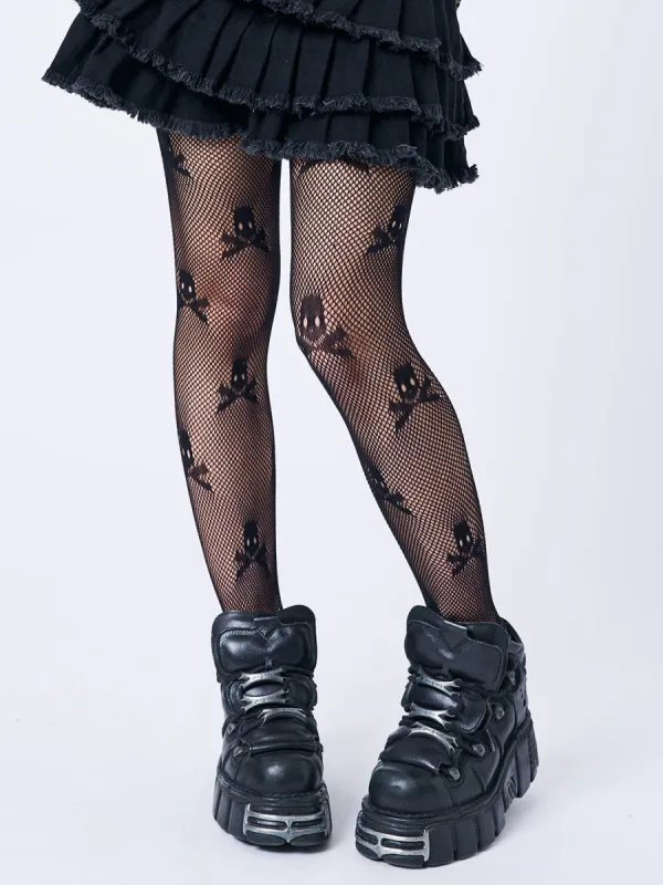 Elvira Skull Diamond Fishnet Tights sold by Minga London