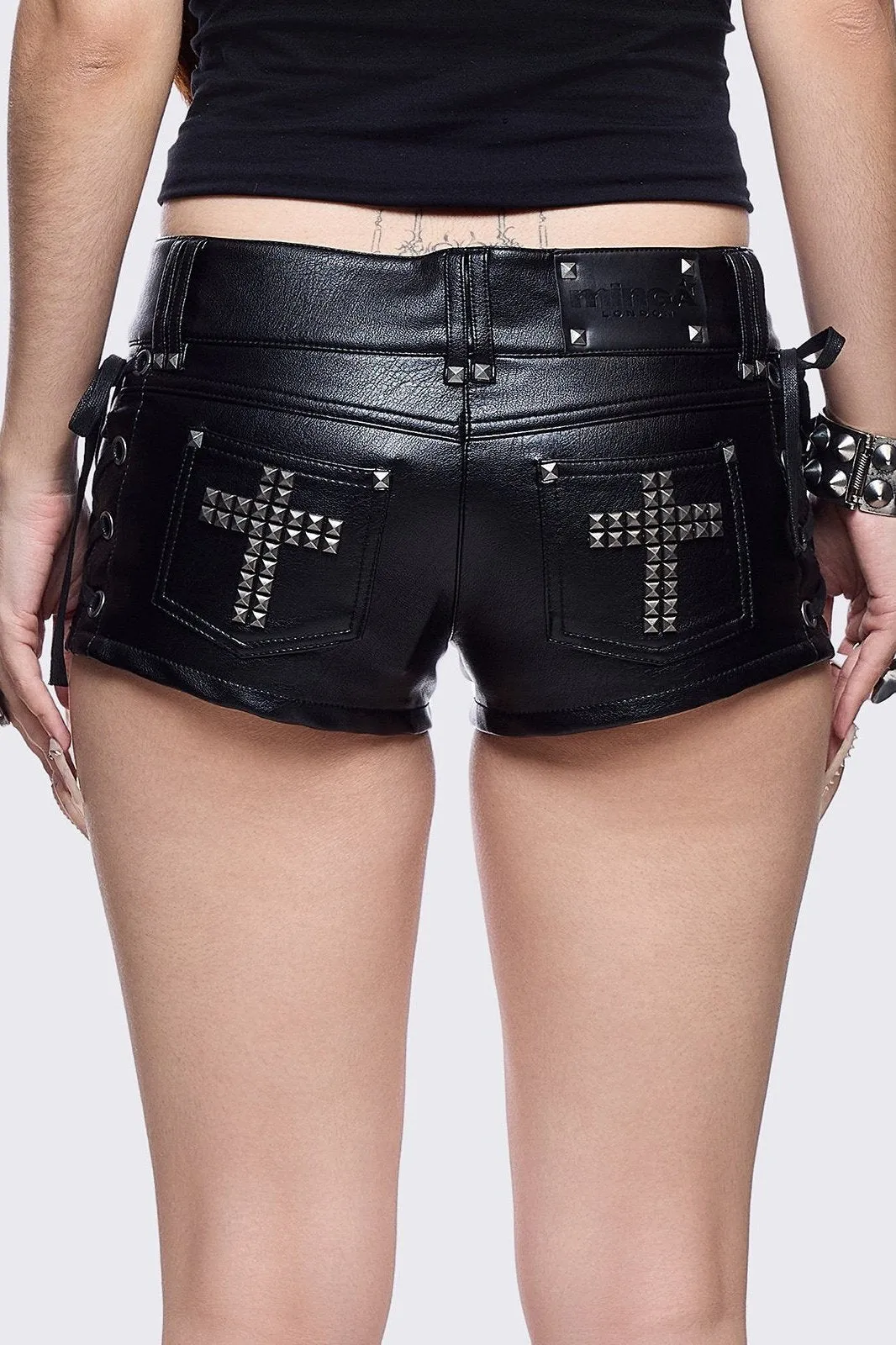 Savage Mini Vegan Leather Shorts sold by Minga London product image thumbnail 4
