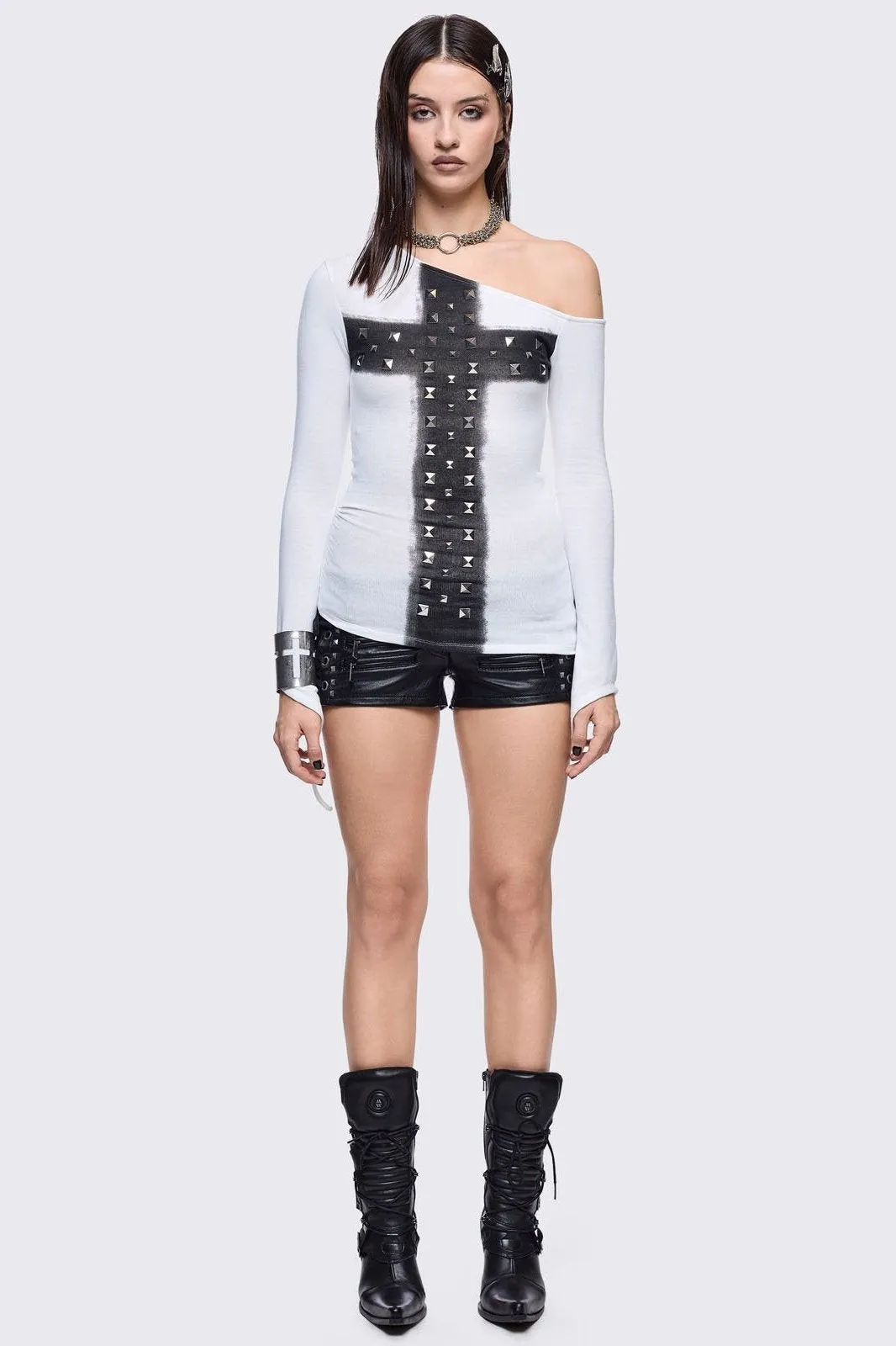 Savage Mini Vegan Leather Shorts sold by Minga London product image thumbnail 3