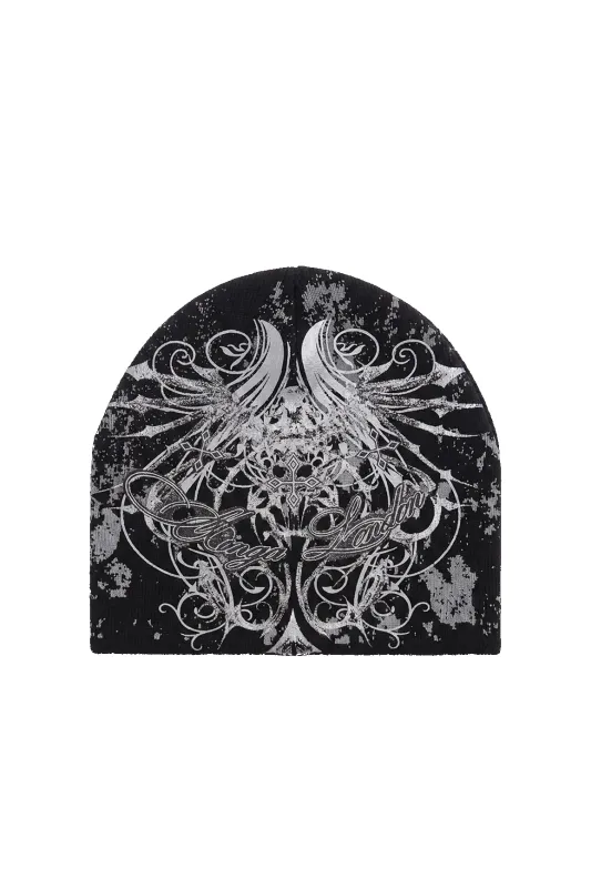 Chrome Angel Black Beanie made by Minga London