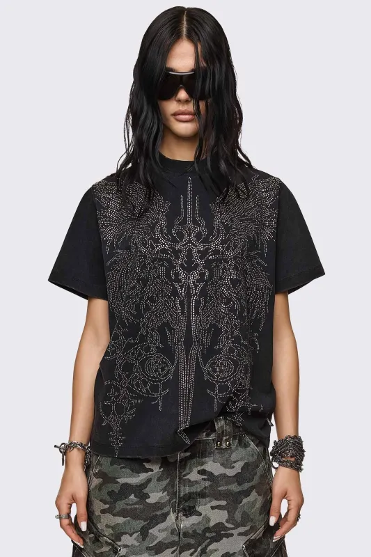 Elysium Sigil Rhinestone Graphic T-Shirt made by Minga London