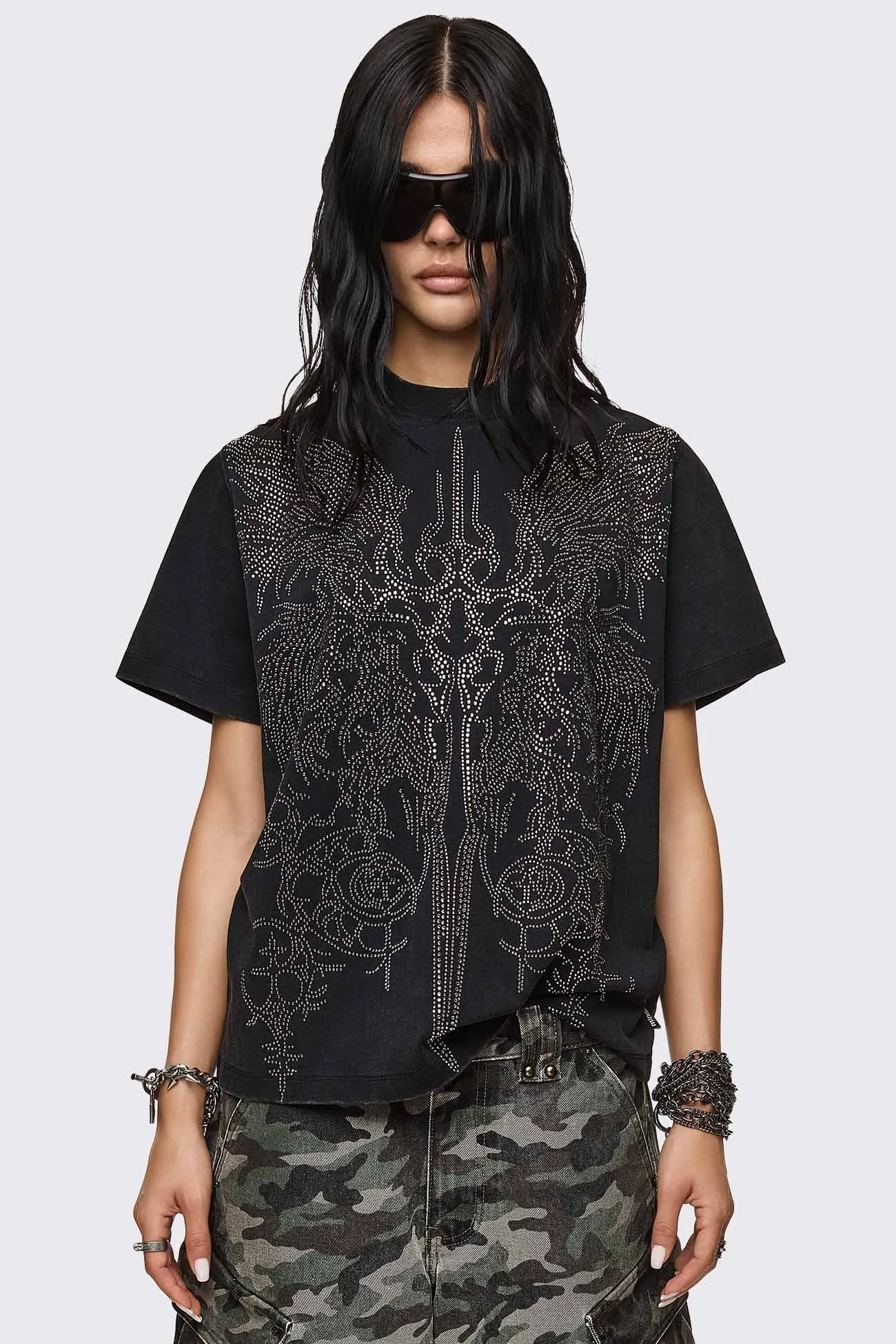 Elysium Sigil Rhinestone Graphic T-Shirt sold by Minga London