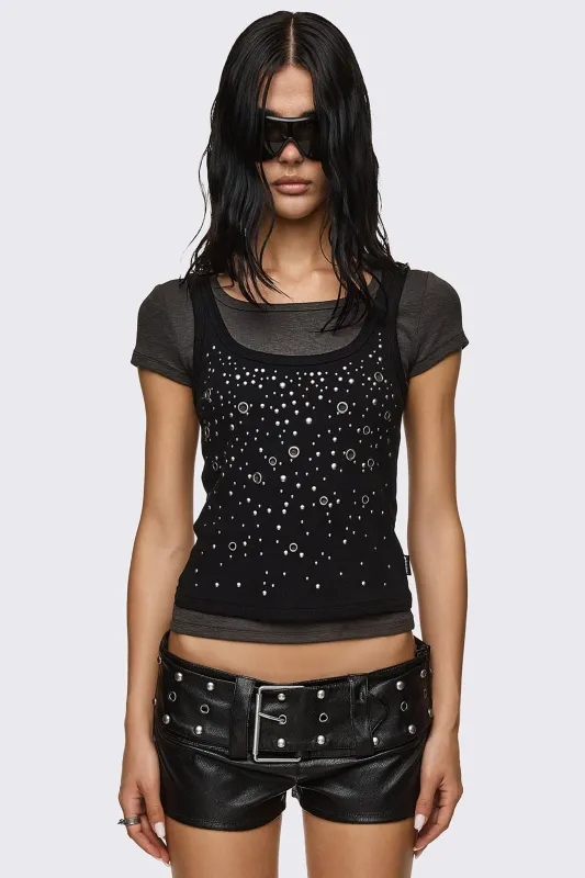 Rumour Layered Studded Top made by Minga London