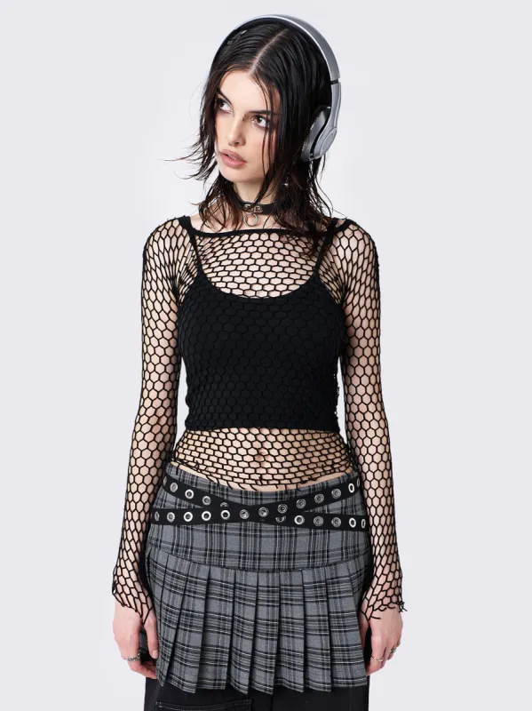 Rave Fishnet Long Sleeve Top sold by Minga London