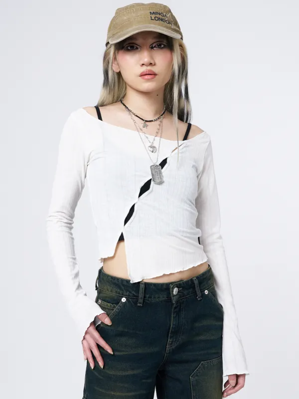 Hana White Cut Out Top sold by Minga London