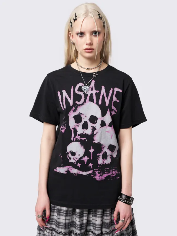 Insanity Skulls Oversized Graphic T-shirt sold by Minga London