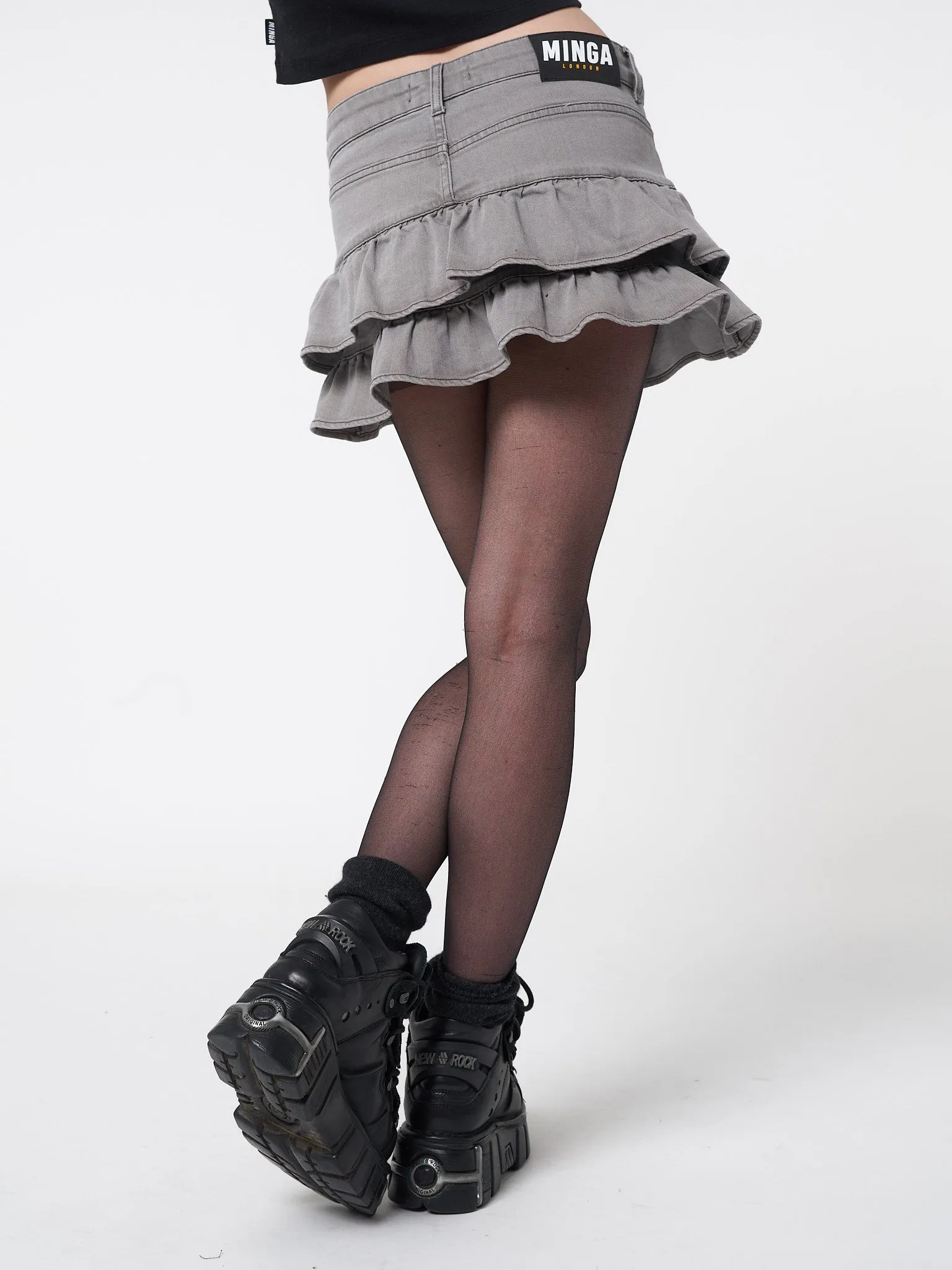 Kat Washed Grey Denim Y2k Mini Skirt sold by Minga London product image thumbnail 5