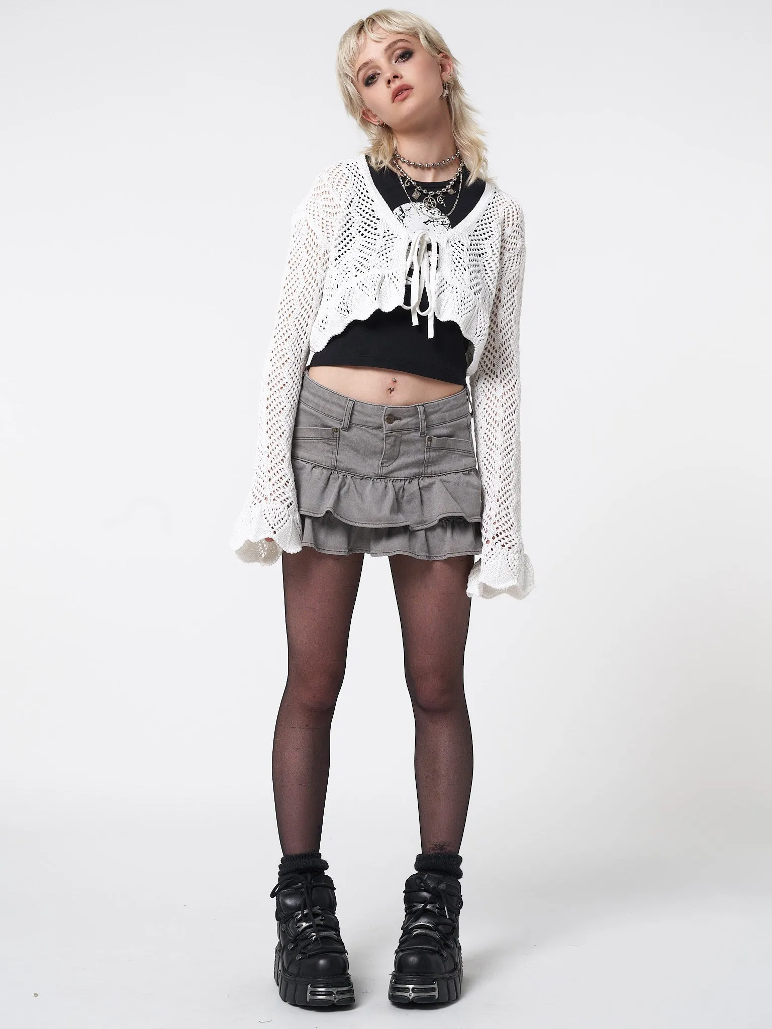 Kat Washed Grey Denim Y2k Mini Skirt sold by Minga London product image thumbnail 2
