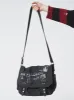 Troublemaker Black Canvas Messenger Bag sold by Minga London