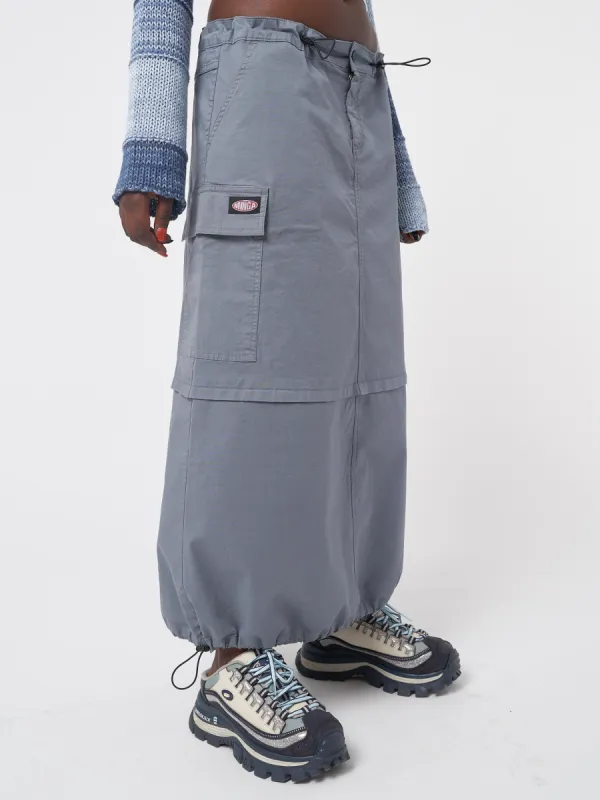 Ruby Stone Blue Maxi Tech Cargo Skirt made by Minga London