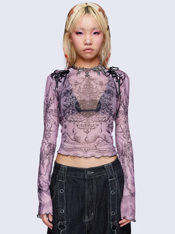 Willa Lace Up Mesh Top sold by Minga London