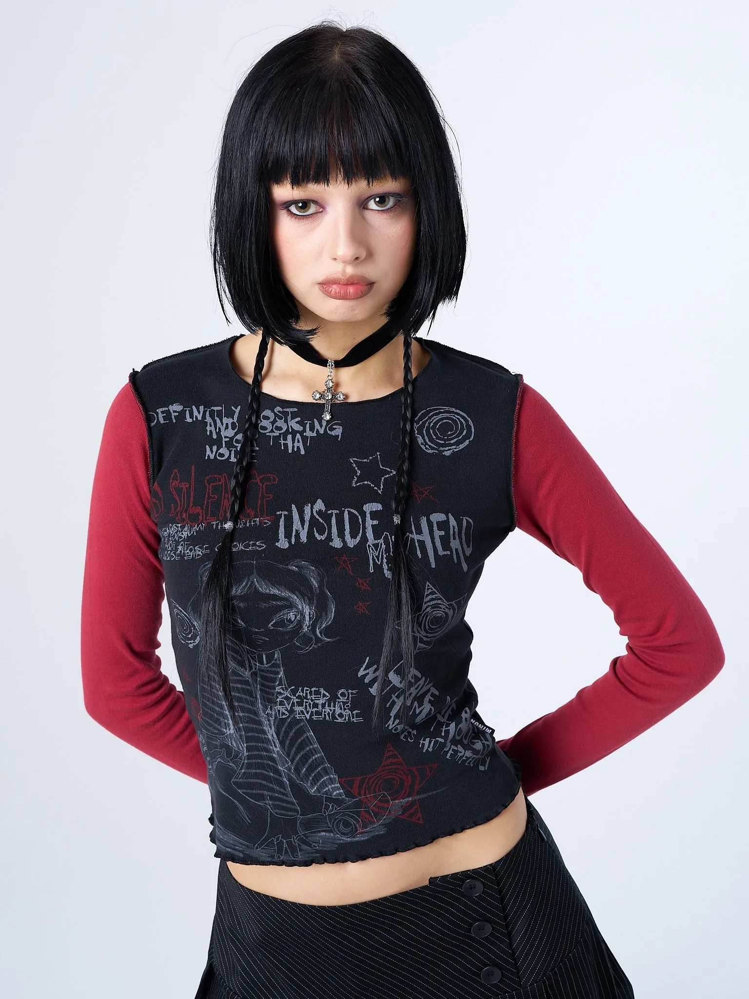 No Silence Red & Black Graphic Top sold by Minga London product image thumbnail 4