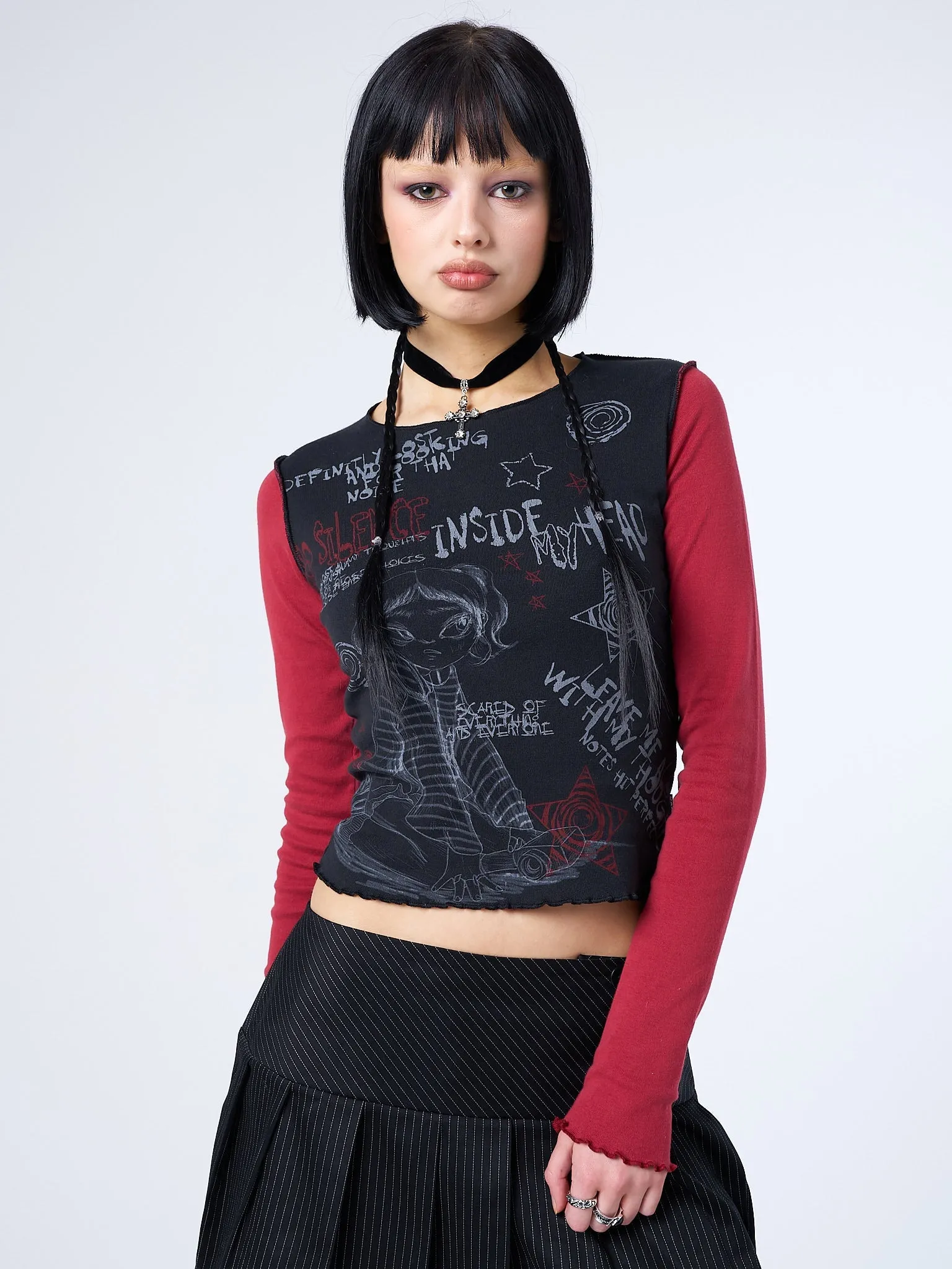 No Silence Red & Black Graphic Top sold by Minga London