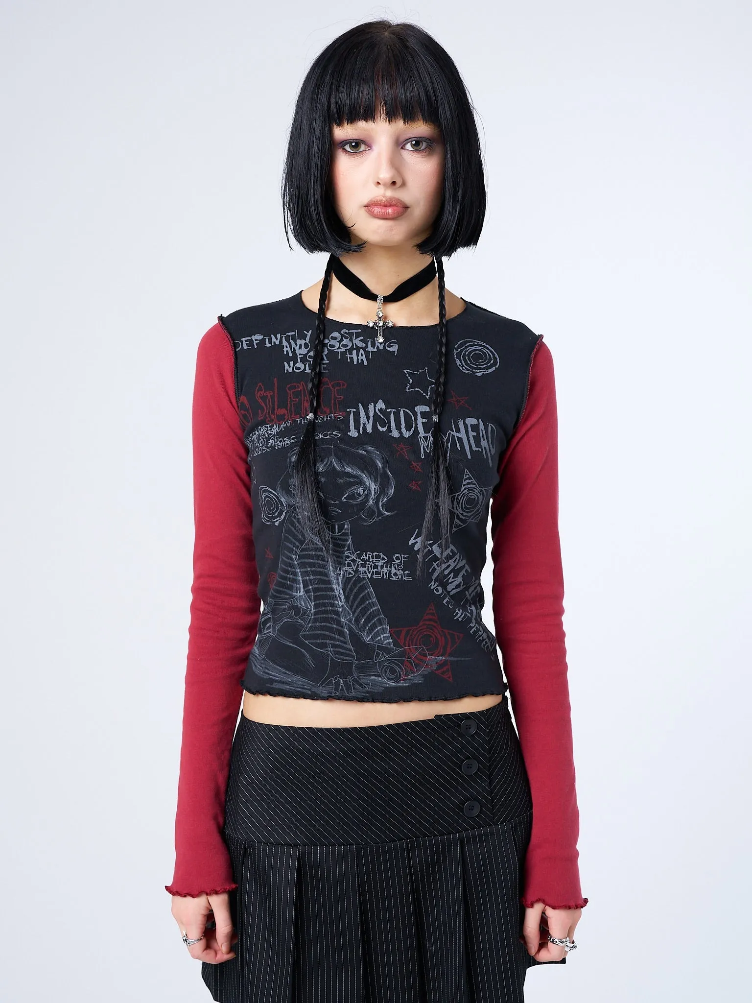No Silence Red & Black Graphic Top sold by Minga London product image thumbnail 3