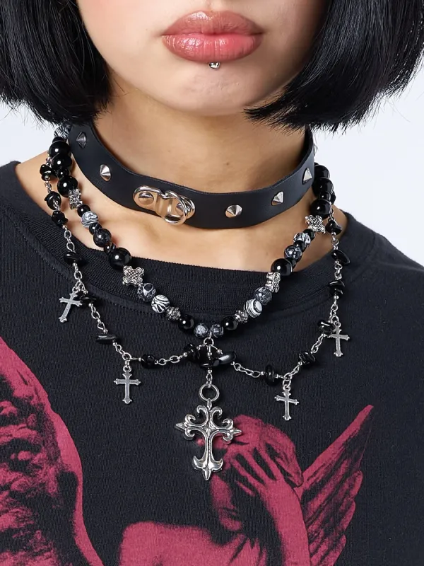 Twilight Cross Beaded Pendant Necklace sold by Minga London