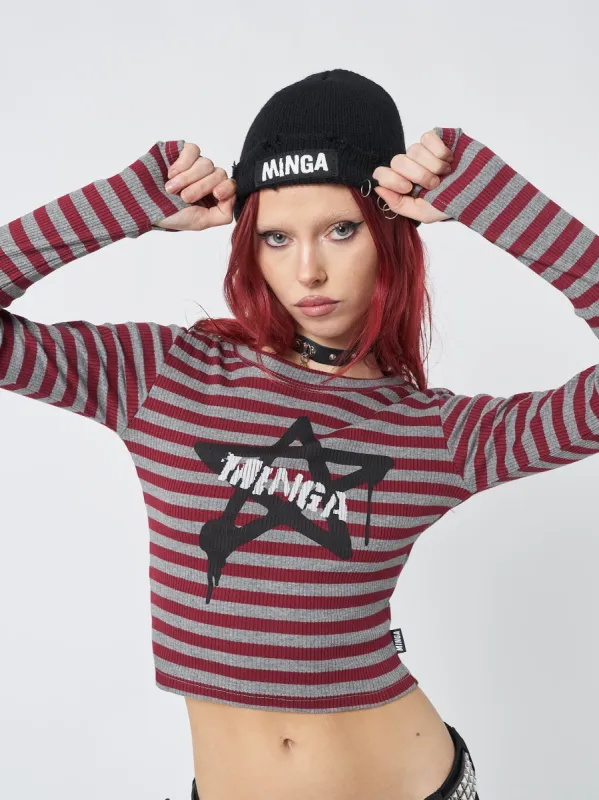 Star Sign Striped Rib Top sold by Minga London