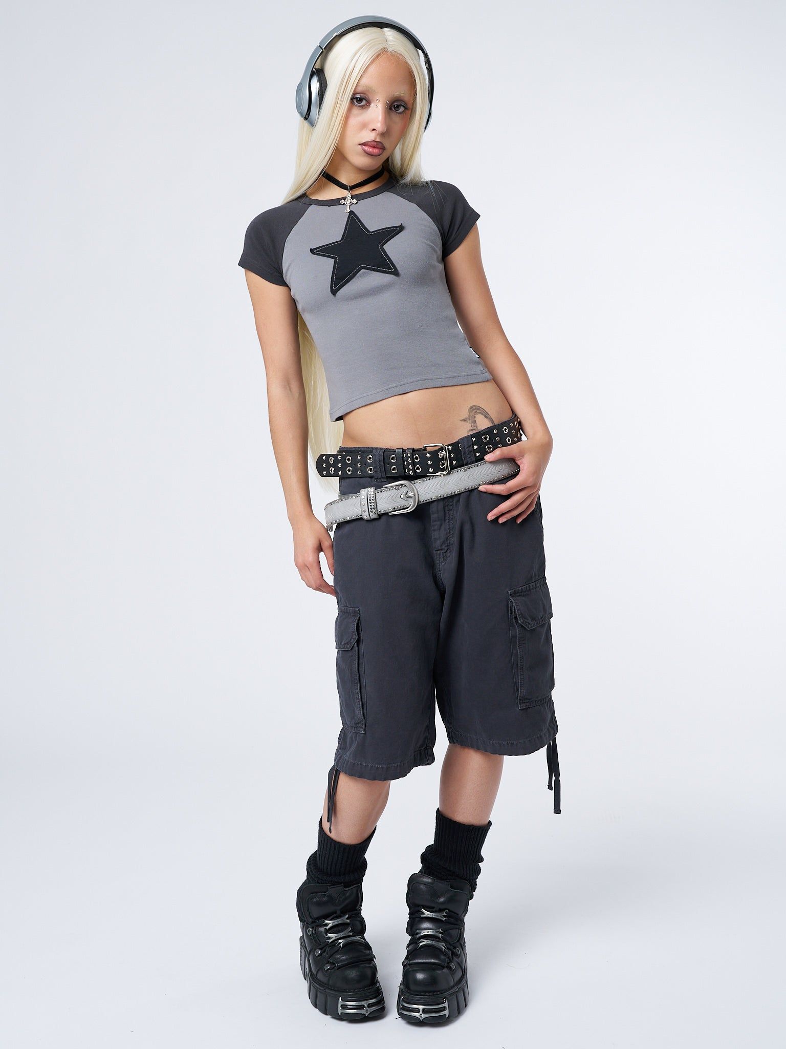 Starlight Grey Raglan Baby Tee sold by Minga London product image thumbnail 4