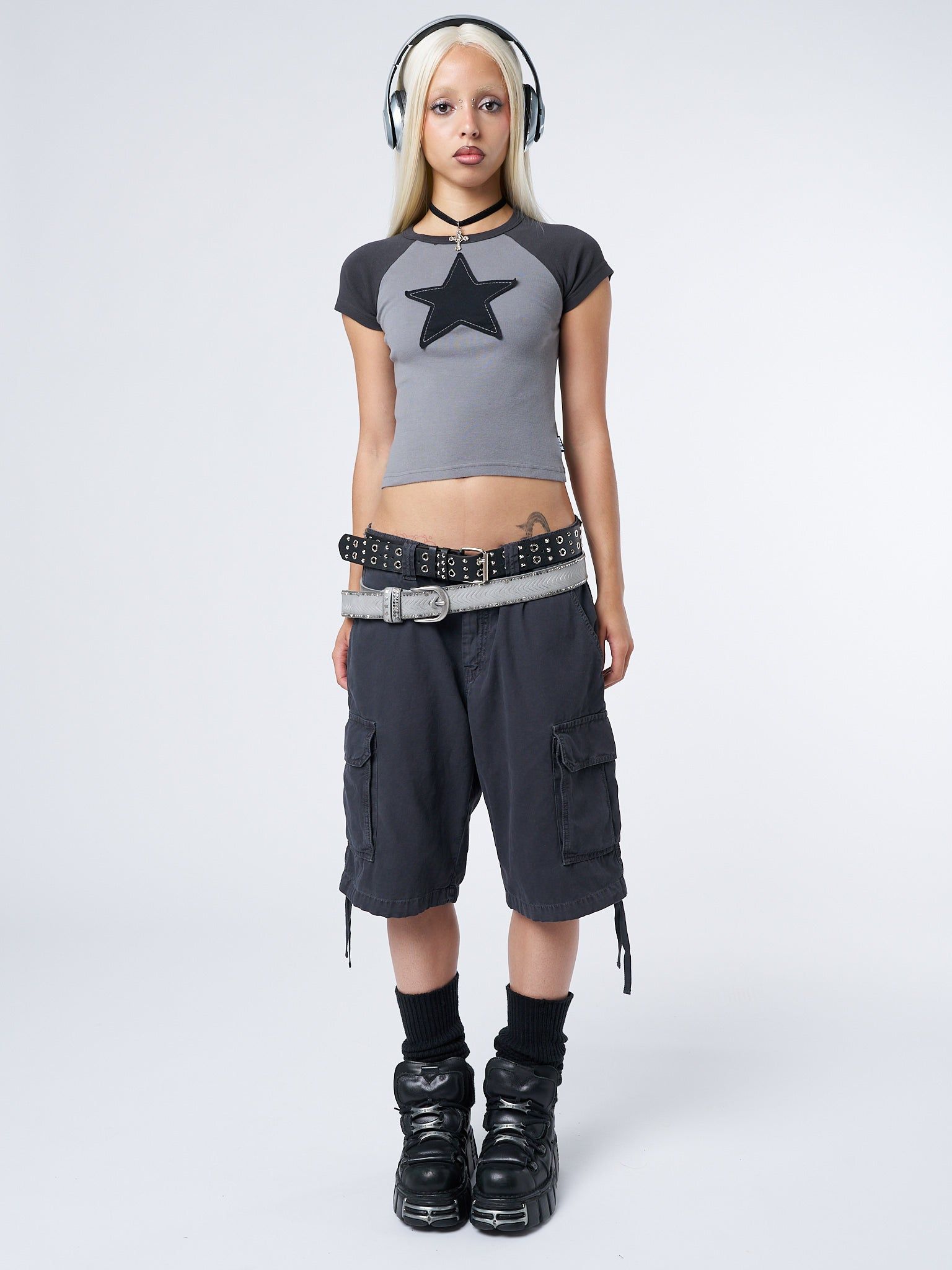 Starlight Grey Raglan Baby Tee sold by Minga London product image thumbnail 2
