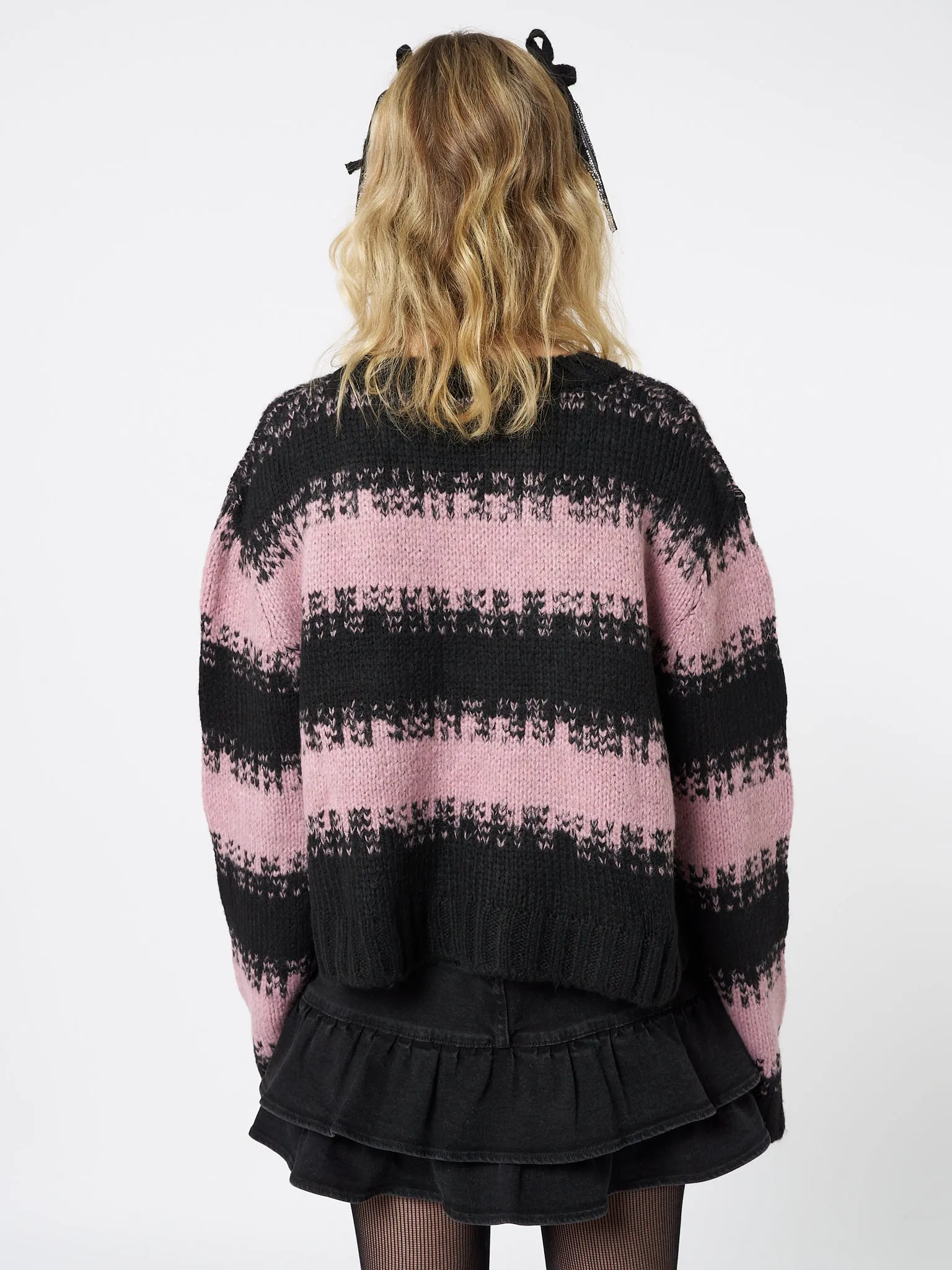 Clara Pink Cropped Striped Knit Sweater sold by Minga London product image thumbnail 5
