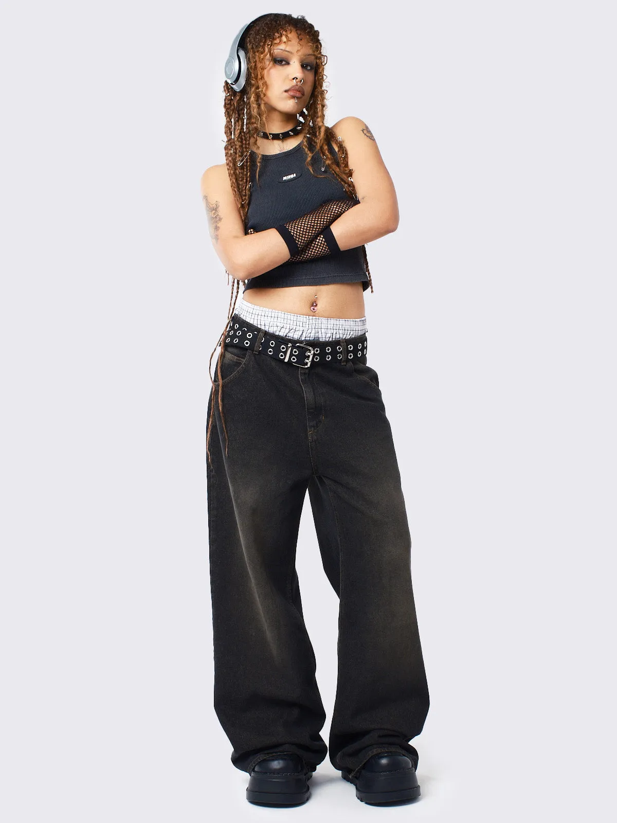Echo Black Overdye Baggy Jeans sold by Minga London product image thumbnail 4