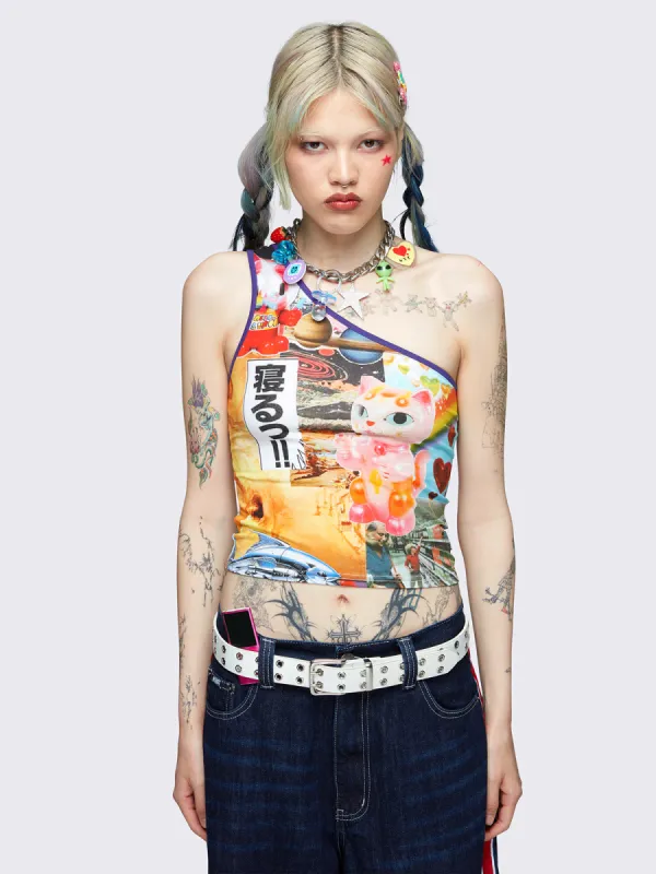 Collage Dreams One Shoulder Top made by Minga London