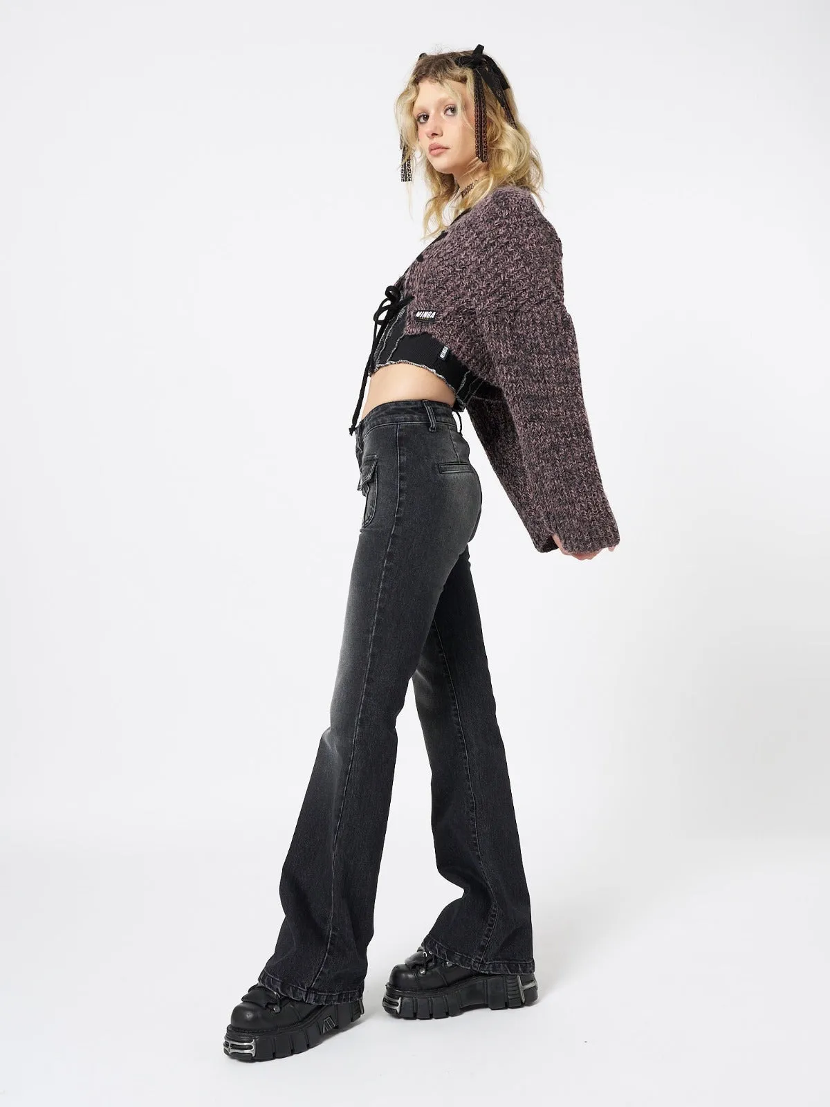 Arabella Mauve Knitted Lace Up Cardigan sold by Minga London product image thumbnail 5