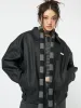 Olivia Vegan Leather Bomber Jacket in Black sold by Minga London