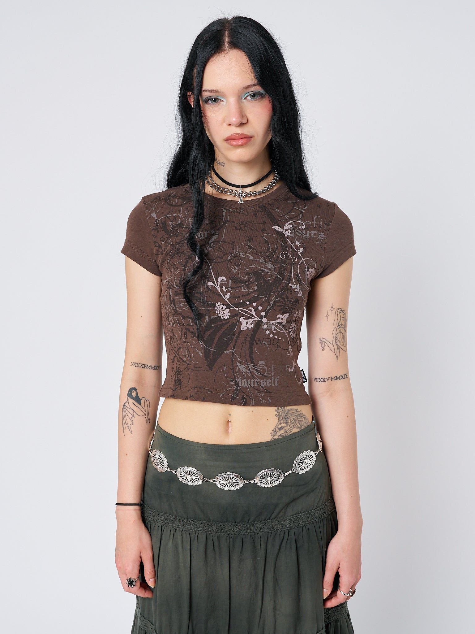 Find Yourself Brown Graphic Baby Tee sold by Minga London product image thumbnail 4