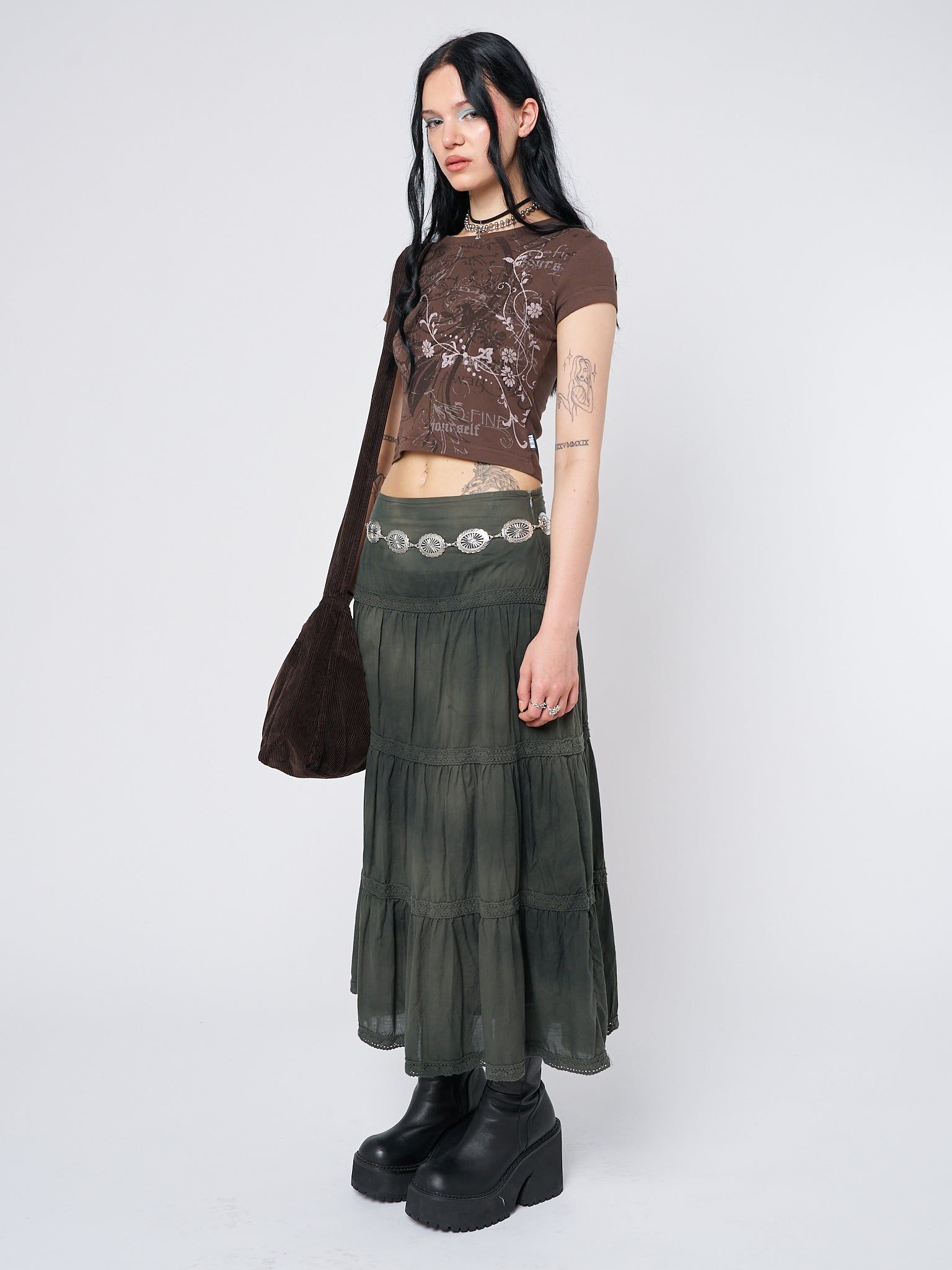 Find Yourself Brown Graphic Baby Tee sold by Minga London product image thumbnail 5